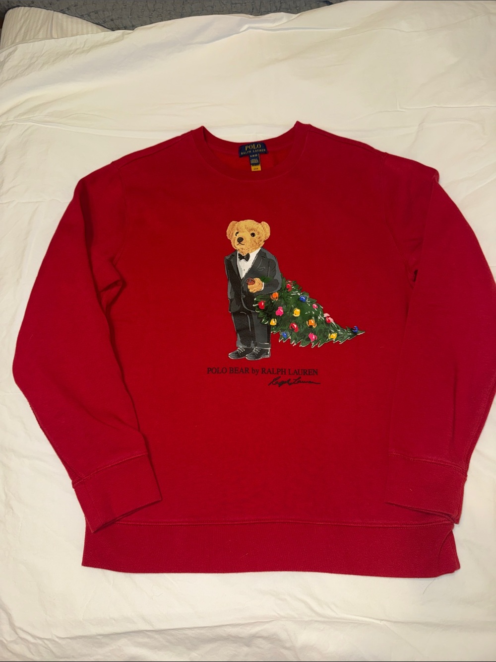 Like new! POLO Ralph Lauren Little Boys Holiday Bear Sweatshirt Size XL 18/20